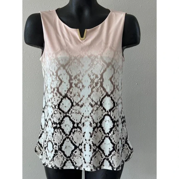 Calvin Klein Women's Sleeveless Top Sz S Pink Ombre Snakeskin Preppy Spring - Picture 1 of 6